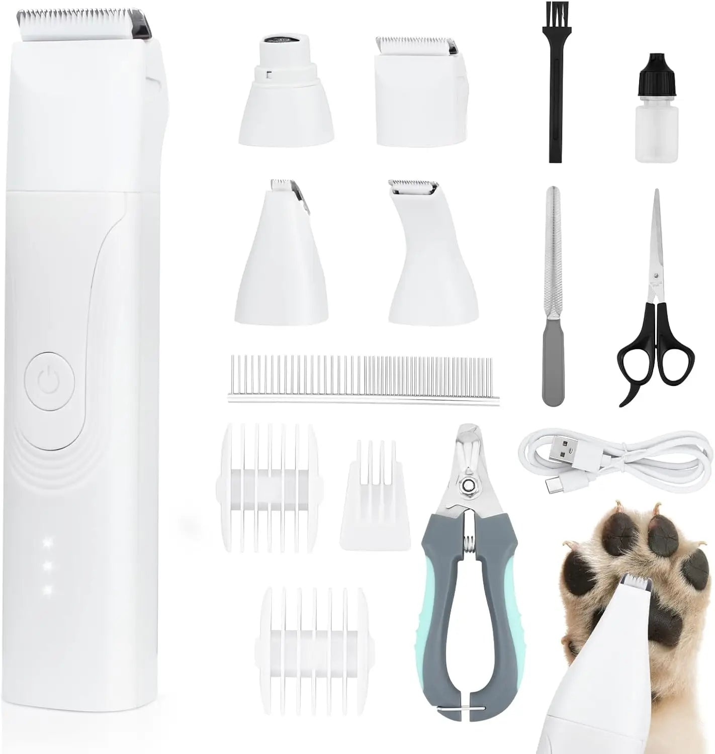 Dog Grooming Kit Trimmer For Paws 14 In 1 Cordless