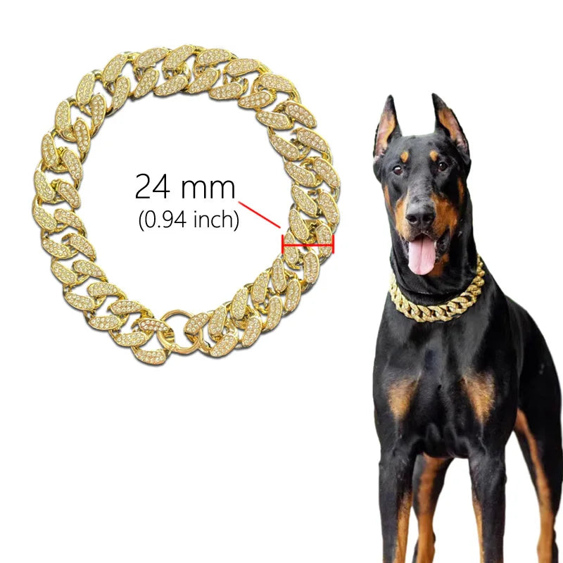 Abs Plastic Dog Collar Diamond Inlay Sparkle Bulldog Necklace